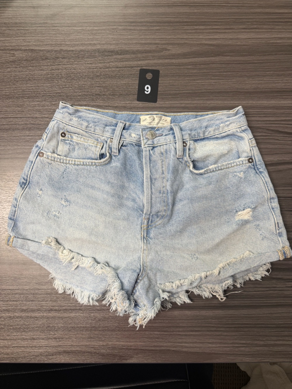 We The Free Light Blue Distressed Denim Cutoff Shorts